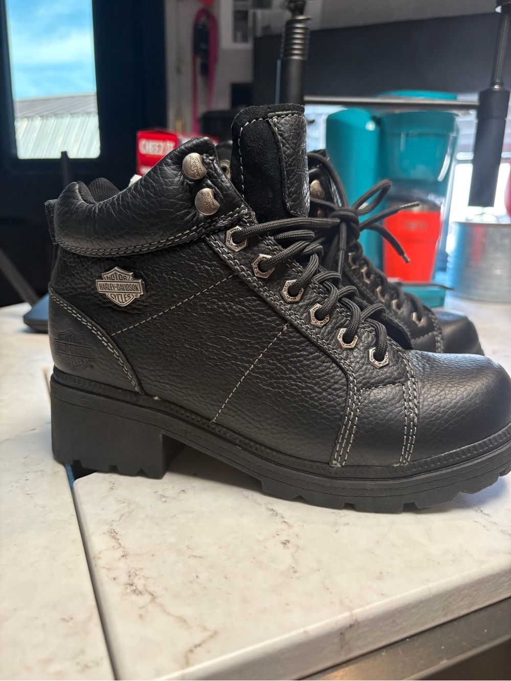 Harley-Davidson women’s black riding boots.  Sz 8. Brand new without box.